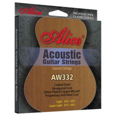 Комплект струн для акустической гитары, посеребренная бронза, 11-52 [12] Alice